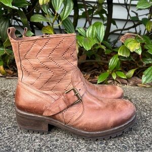 Bueno Brown Leather Ankle Boots Lavorazione Artigiana EU 41